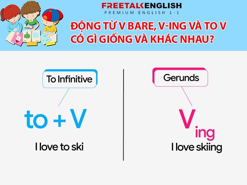 Động từ V bare, V-ing và to V có gì giống và khác nhau?