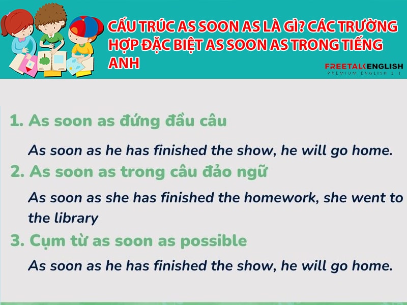 Cấu trúc as soon as là gì? Các trường hợp đặc biệt as soon as trong tiếng Anh