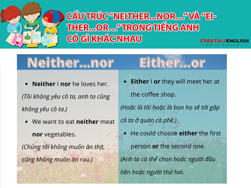 Cấu trúc “Neither...nor…” và “Either...or…” trong tiếng Anh có gì khác nhau