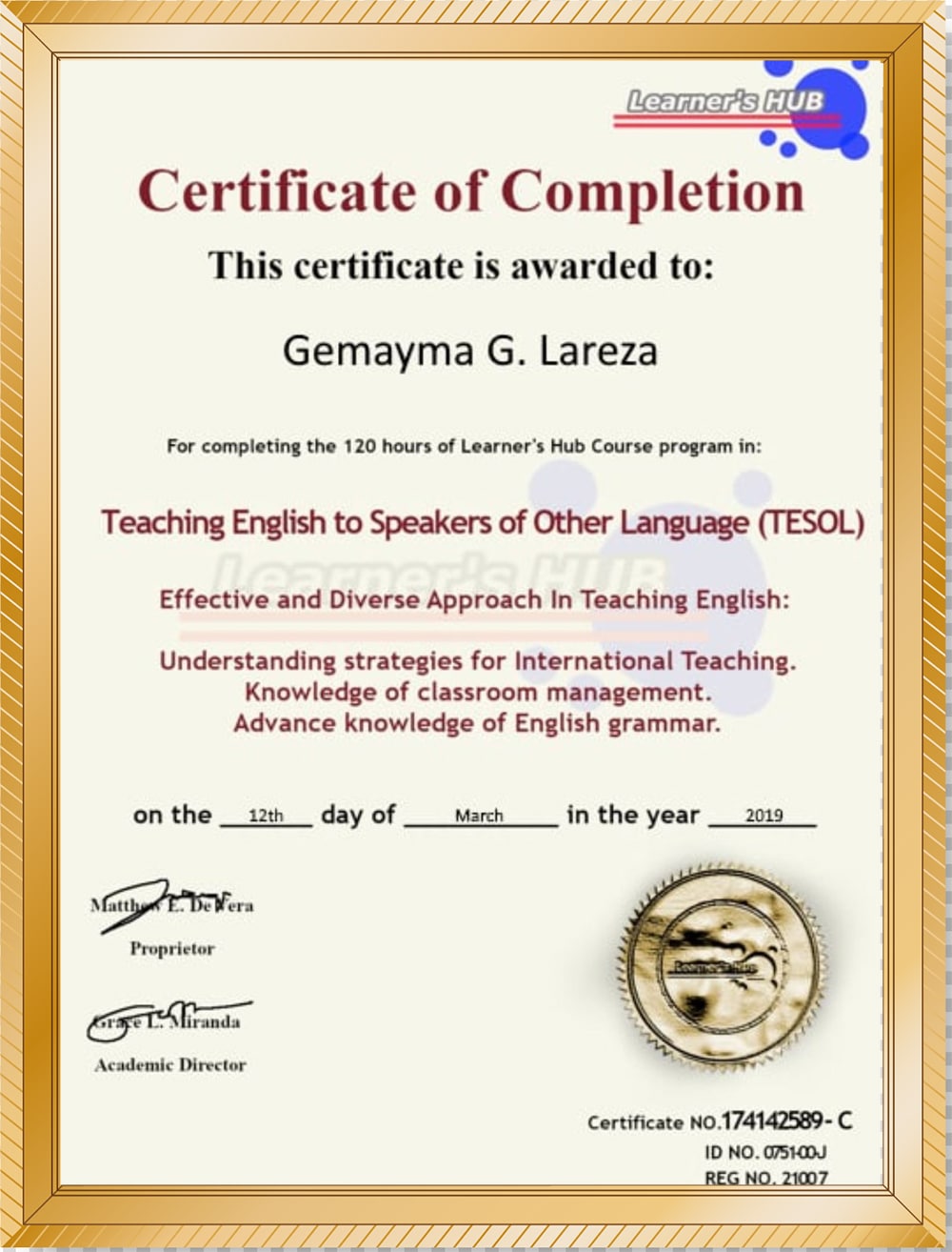 Giáo viên Gemayma Lareza