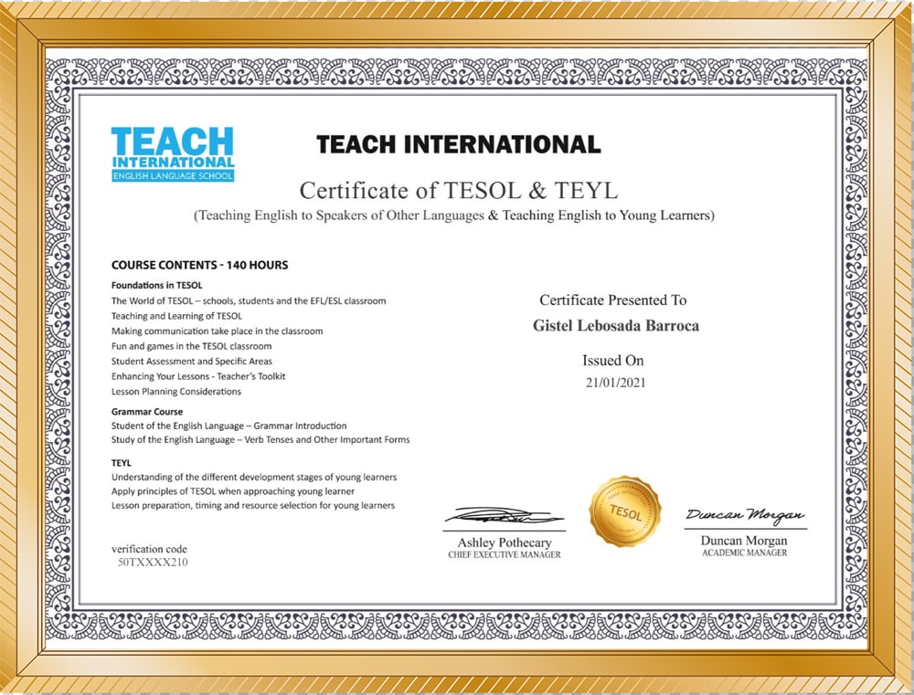 Giáo viên Gistel Lebosada Barroca