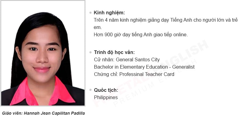 Giáo viên Hannah Jean Capilitan Padilla