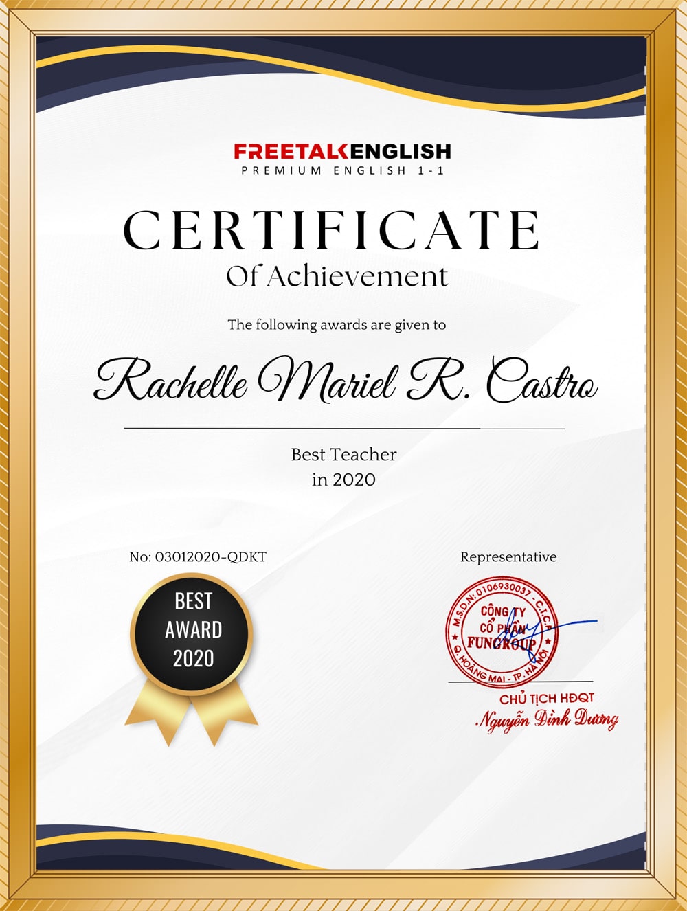 Giáo viên Rachelle Mariel R. Castro