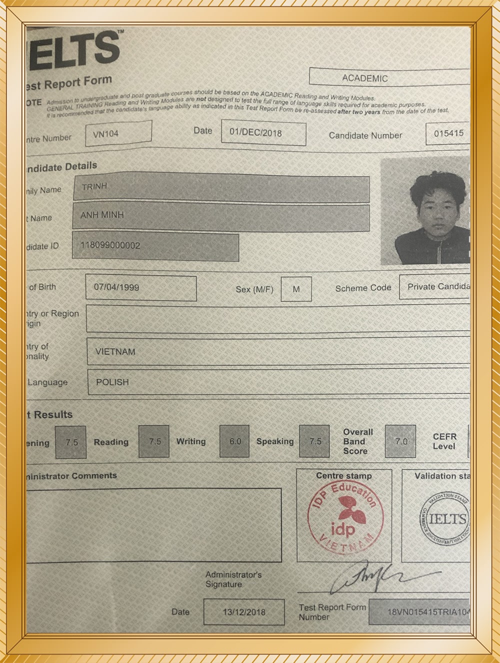 Giáo viên Trịnh Anh Minh