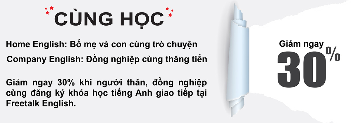 Giảm ngay 30% khi đăng ký khóa học tại Freetalk English